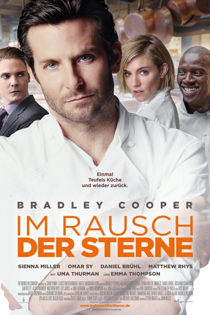 Das Filmplakat für „Im Rausch der Sterne“ zeigt Bradley Cooper als Koch mit seinen Kollegen.