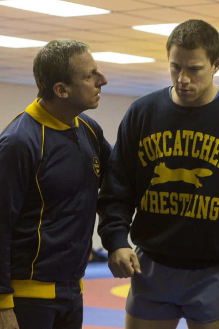 Steve Carell und Channing Tatum in einer Szene aus dem Film „Foxcatcher“.