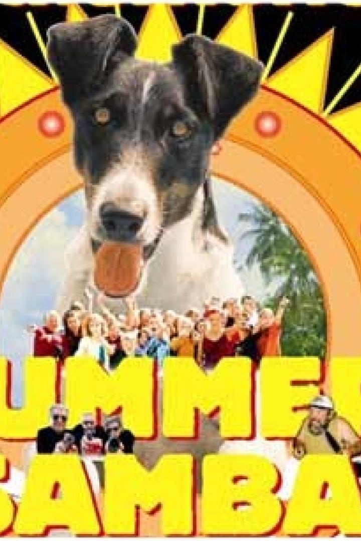 Das Filmplakat für „Summer Samba“ zeigt einen Hund, eine Menschenmenge und den Schriftzug des Filmtitels.