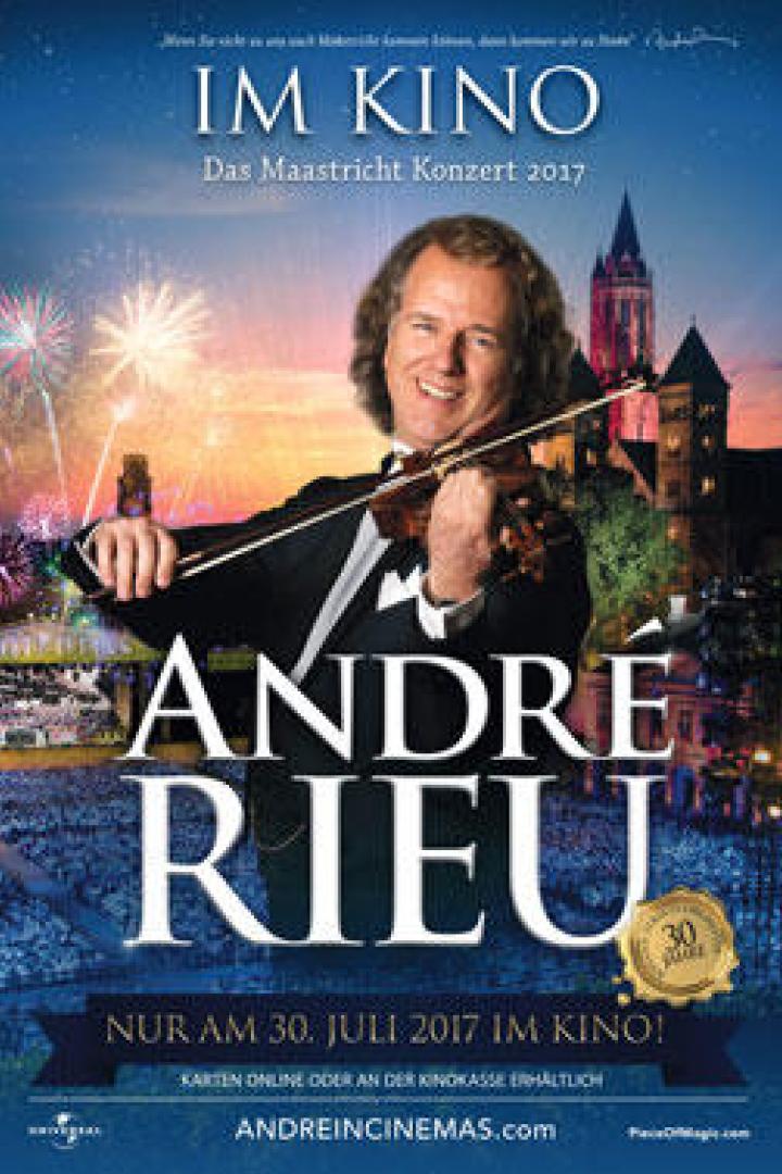 Ein Werbeplakat für „André Rieu: Das Maastricht Konzert 2017“ im Kino.