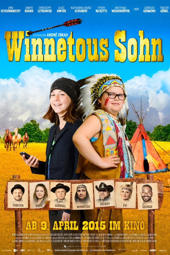 Das Filmplakat von „Winnetous Sohn“ zeigt zwei Kinder vor einem Tipi und einer Westernkulisse.