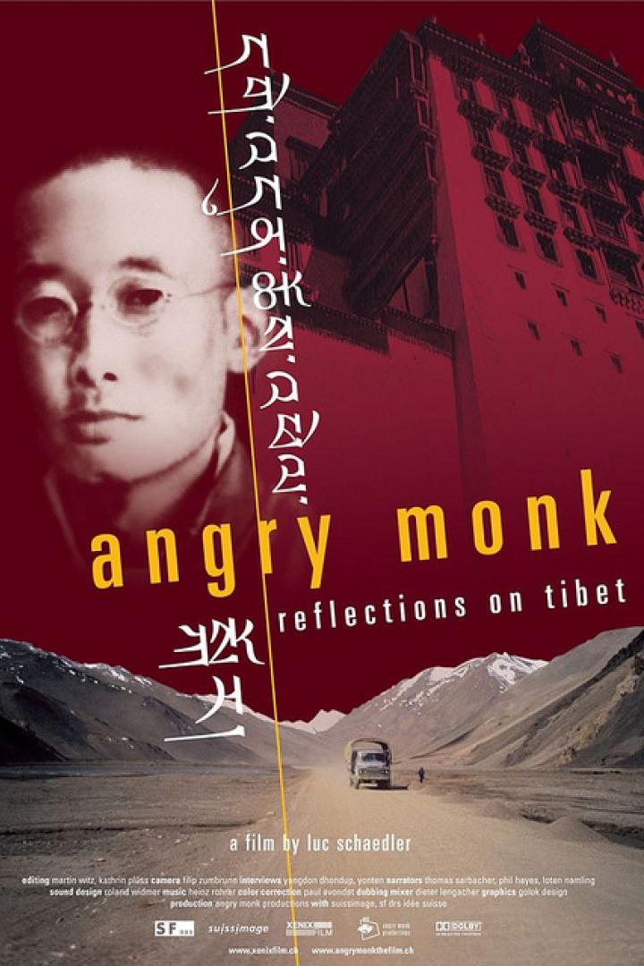 Das Filmplakat für „Angry Monk: Reflections on Tibet“ zeigt einen Mönch, einen LKW und den Potala-Palast.