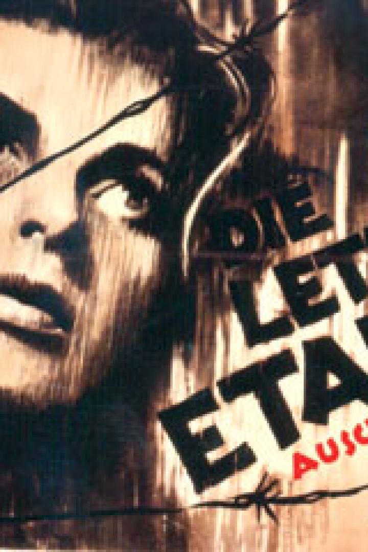 Das Filmplakat für „Die letzte Etappe“ zeigt eine Frau hinter Stacheldraht in Auschwitz.
