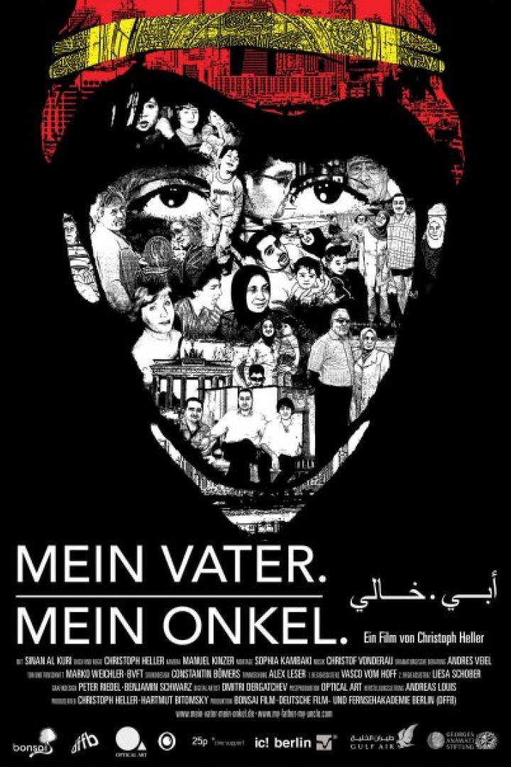 Das Filmplakat für „Mein Vater, mein Onkel“ zeigt eine Collage aus Familienfotos in einer Gesichtssilhouette.