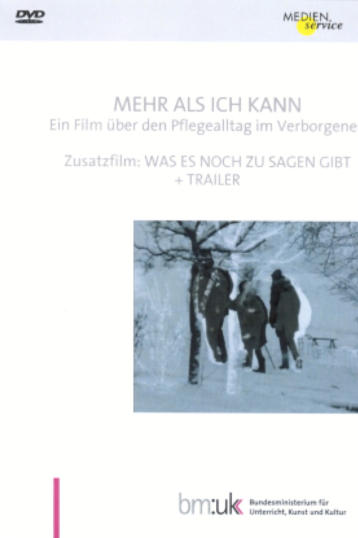 Das Cover der DVD „Mehr als ich kann“ zeigt eine verschneite Szene mit drei Personen.