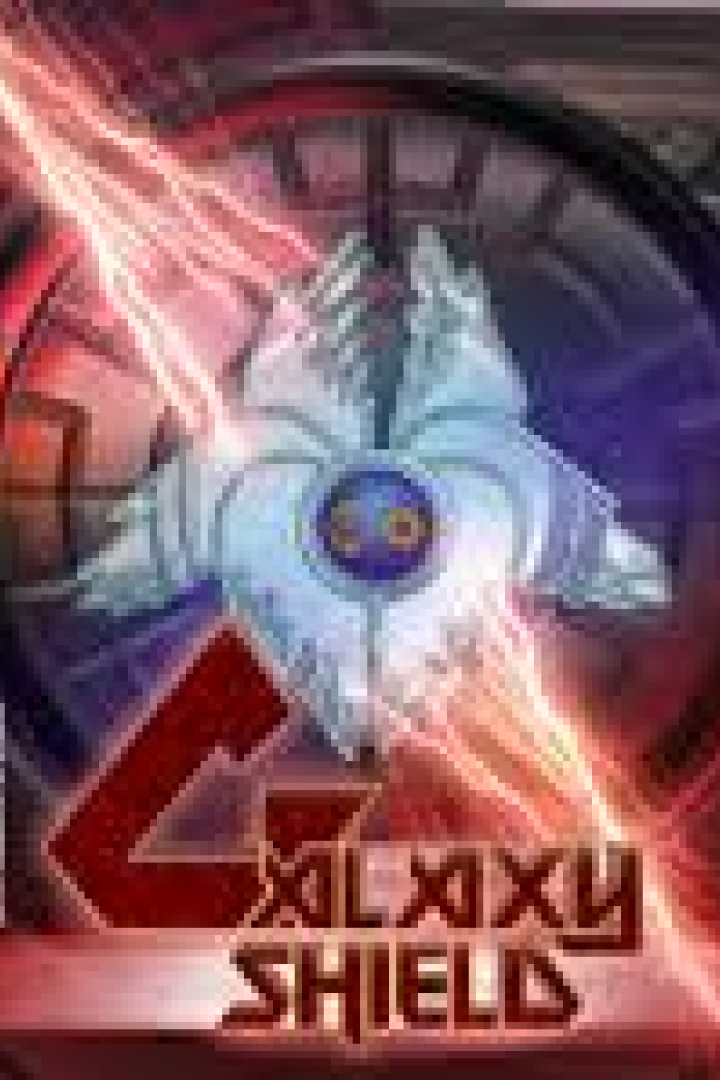 Ein futuristisches Schild mit dem Schriftzug „Galaxy Shield“ wird von Blitzen umgeben.