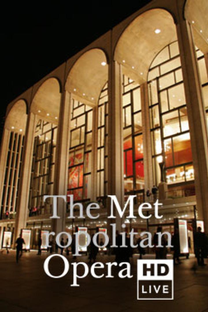 Das Metropolitan Opera House in New York bei Nacht.