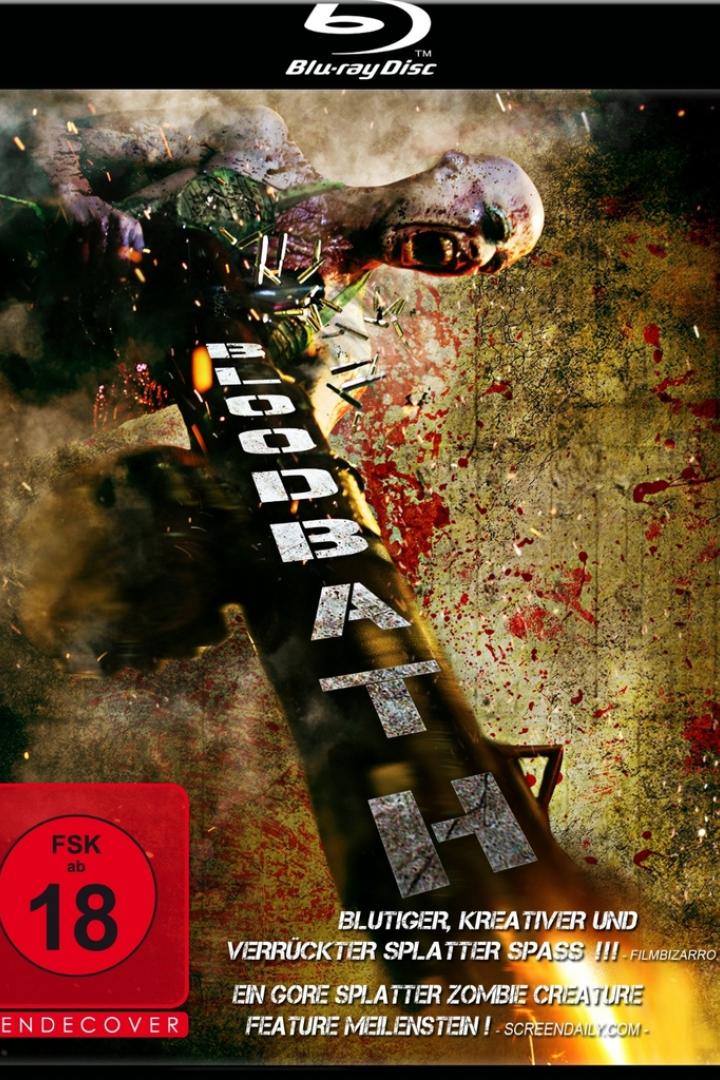 Das Cover des Blu-ray-Films „Bloodbath“ zeigt ein blutiges, groteskes Monster.