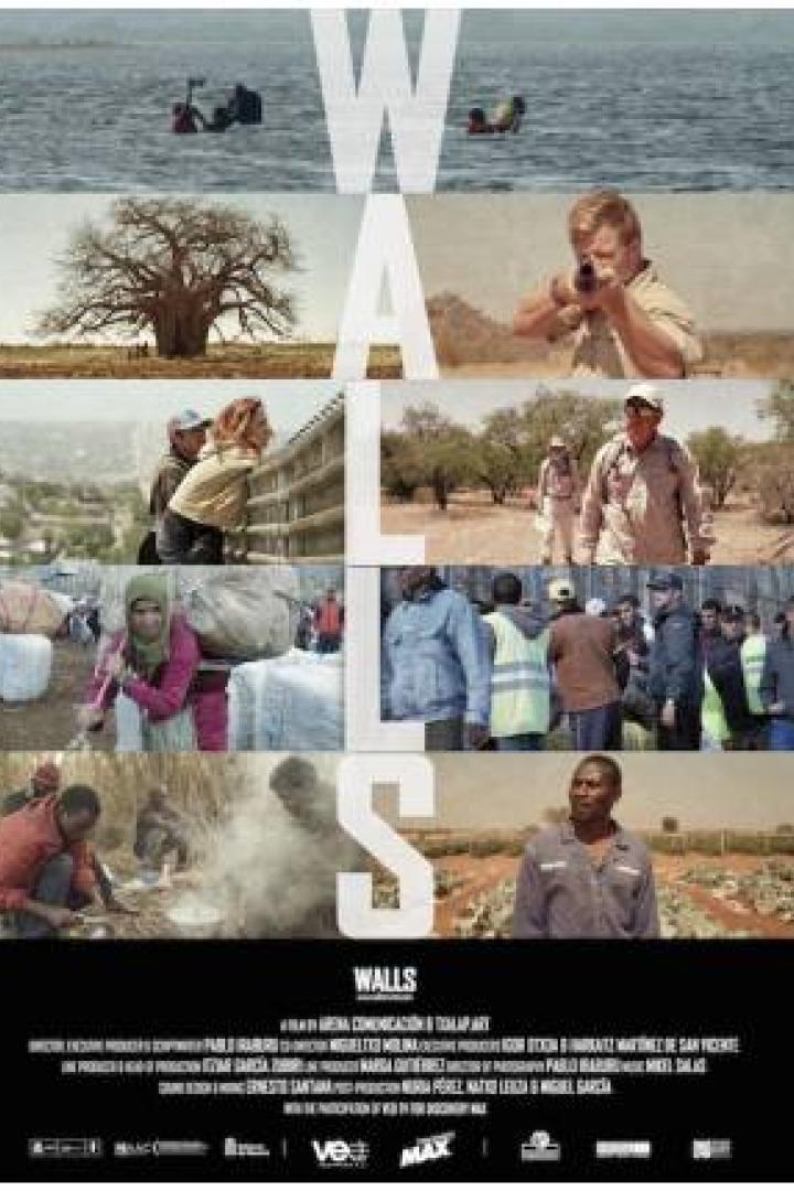 Das Filmplakat für „Walls“ zeigt verschiedene Szenen, die durch Mauern getrennt sind.