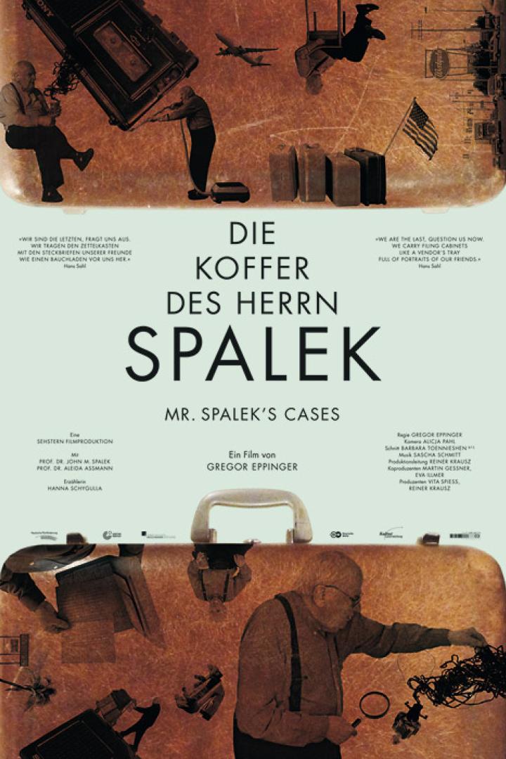 Das Filmplakat für „Die Koffer des Herrn Spalek“ zeigt eine Collage mit Koffern und historischen Elementen.