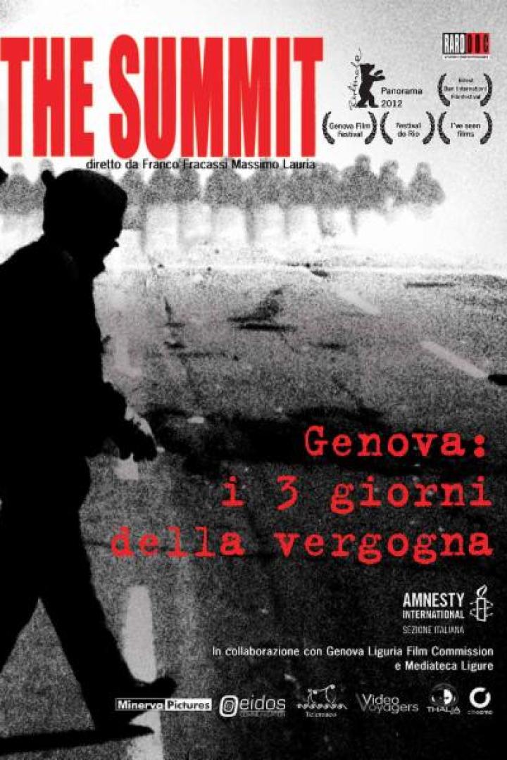 Das Filmplakat für „The Summit“ zeigt eine Demonstration in Genua.