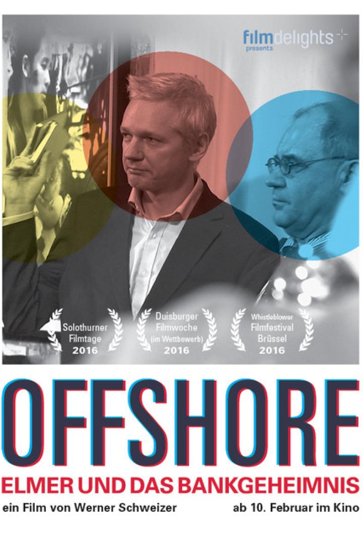 Das Filmplakat für „Offshore – Elmer und das Bankgeheimnis“ zeigt Porträts von zwei Männern.