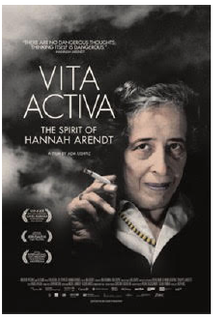 Das Filmplakat für „Vita Activa: The Spirit of Hannah Arendt“ zeigt Hannah Arendt mit einer Zigarette.