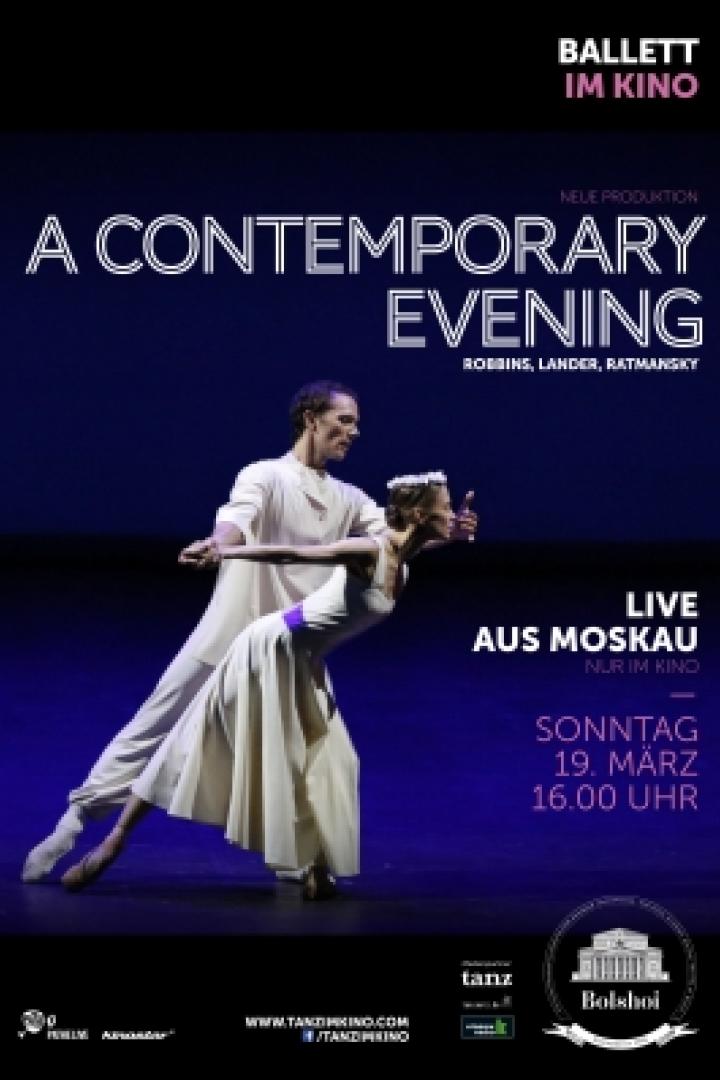 Ein Werbeplakat für „A Contemporary Evening“, live aus Moskau im Kino.