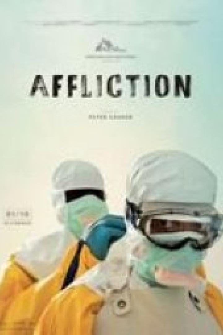 Das Buchcover von „Affliction“ zeigt zwei in Schutzanzüge gekleidete Personen.