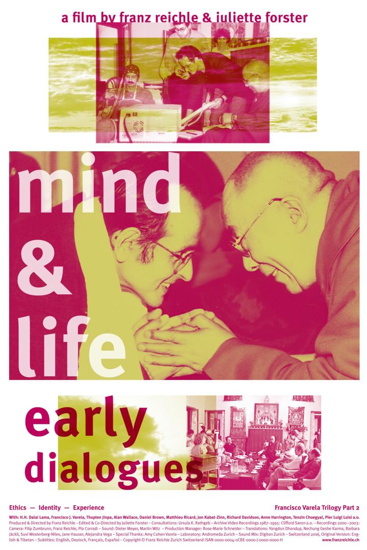 Das Filmplakat für „Mind & Life: Early Dialogues“ zeigt den Dalai Lama und andere Gelehrte.