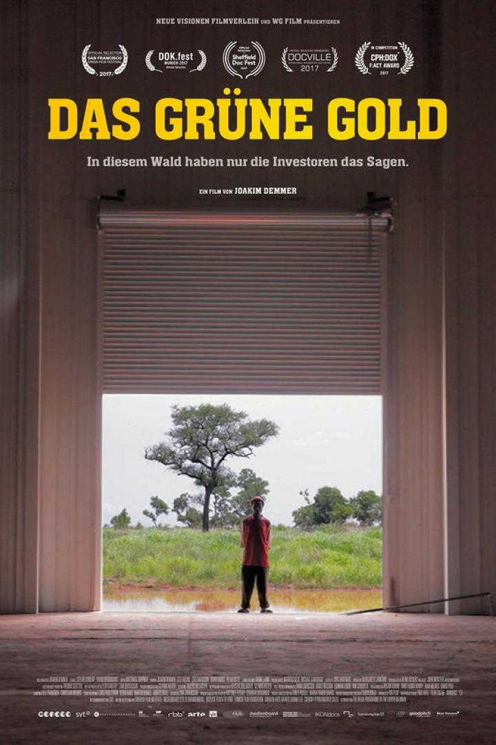 Das Filmplakat für „Das grüne Gold“ zeigt einen Mann vor einer afrikanischen Landschaft.