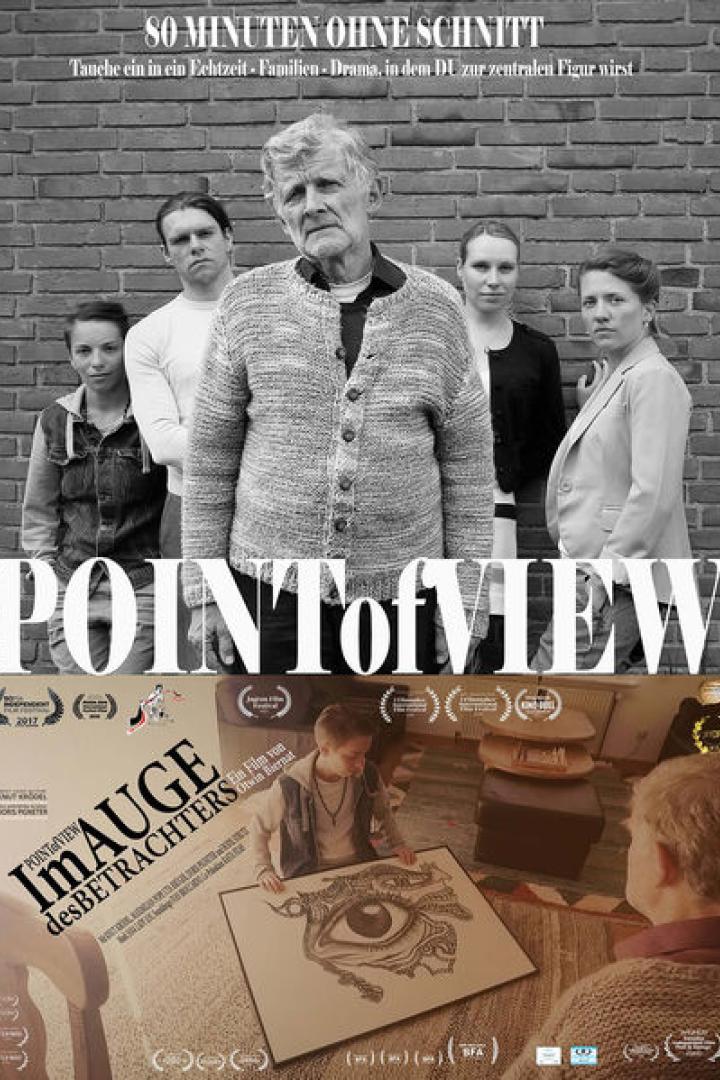 Das Filmplakat für „Point of View“ zeigt eine Gruppe von Menschen und ein Kind mit einer Zeichnung.