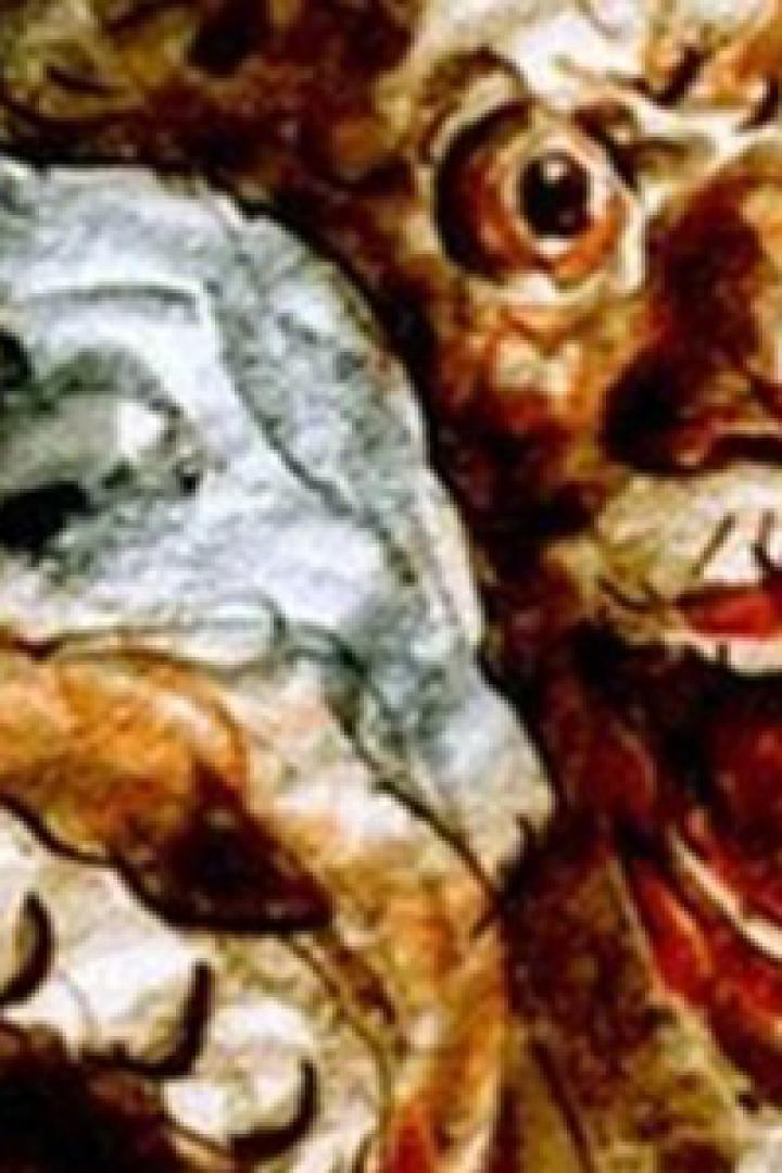 Zwei theatralische Masken, eine lachend und eine weinend.