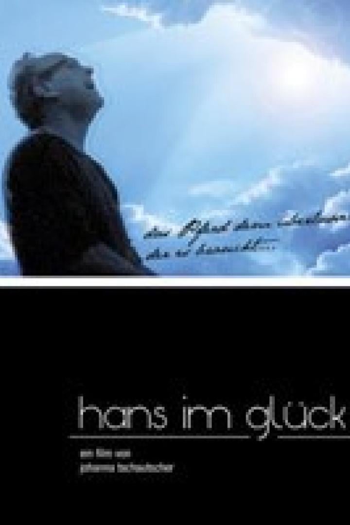 Ein Mann blickt in den Himmel; Filmposter für „Hans im Glück“.