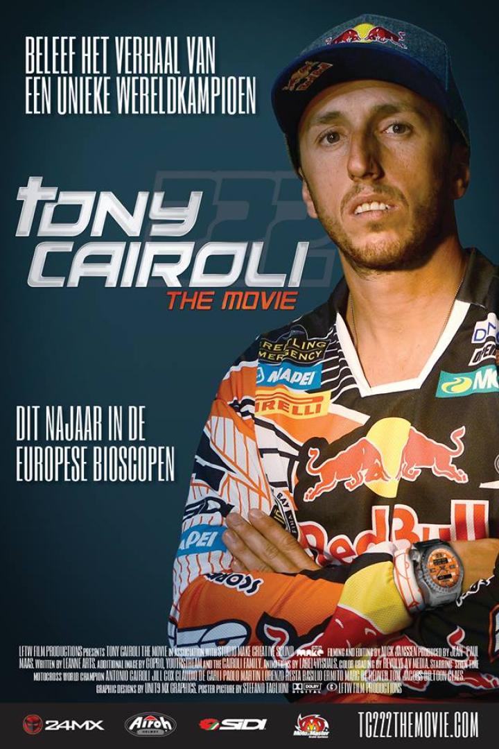 Ein Filmplakat für „Tony Cairoli: The Movie“ mit dem Motocross-Weltmeister Antonio Cairoli.