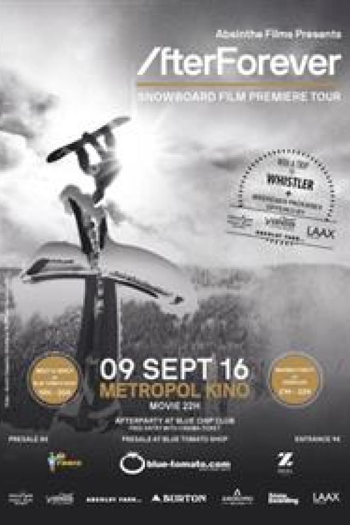 Ein Werbeplakat für die „/fterForever“-Snowboard-Film-Premiere-Tour.