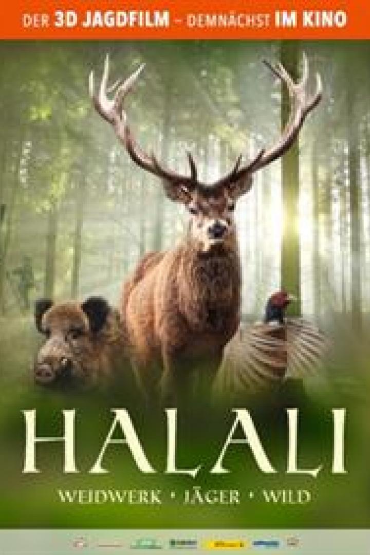 Ein Hirsch, ein Wildschwein und ein Fasan auf dem Filmplakat zu „Halali – Weidwerk Jäger Wild“.