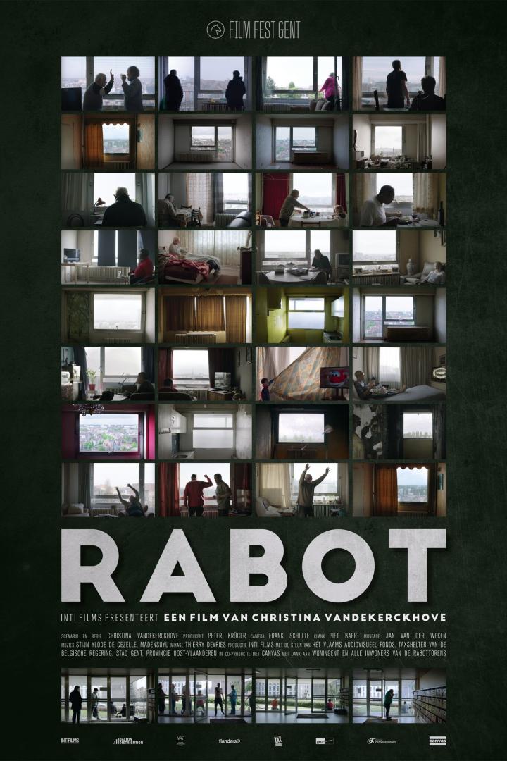 Das Filmplakat für „Rabot“ zeigt eine Collage von Menschen in ihren Wohnungen.