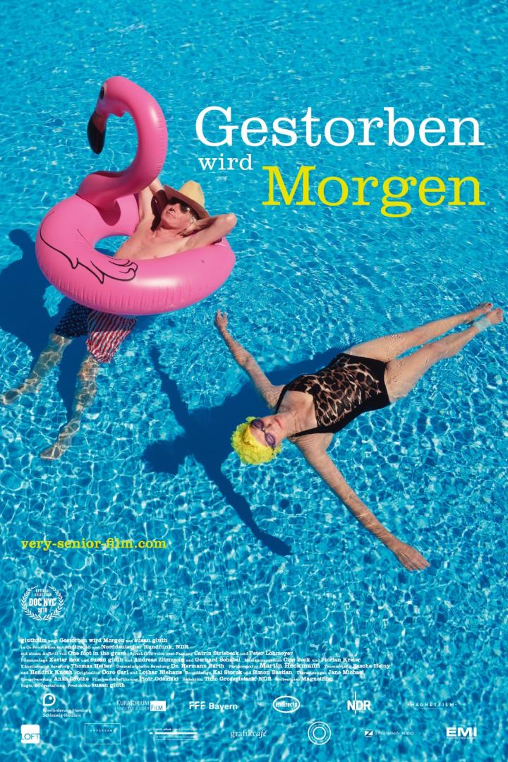Das Filmplakat zu „Gestorben wird Morgen“ zeigt zwei Personen im Schwimmbad.