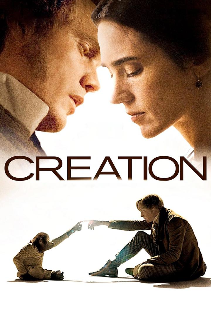 Das Filmplakat für „Creation“ zeigt Charles Darwin und seine Frau, sowie eine Szene mit einem Affen.