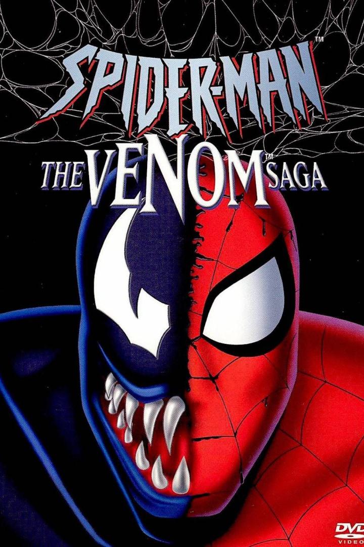 Das Cover von „Spider-Man: The Venom Saga“ zeigt Spider-Man und Venom, deren Gesichter zur Hälfte zu sehen sind.