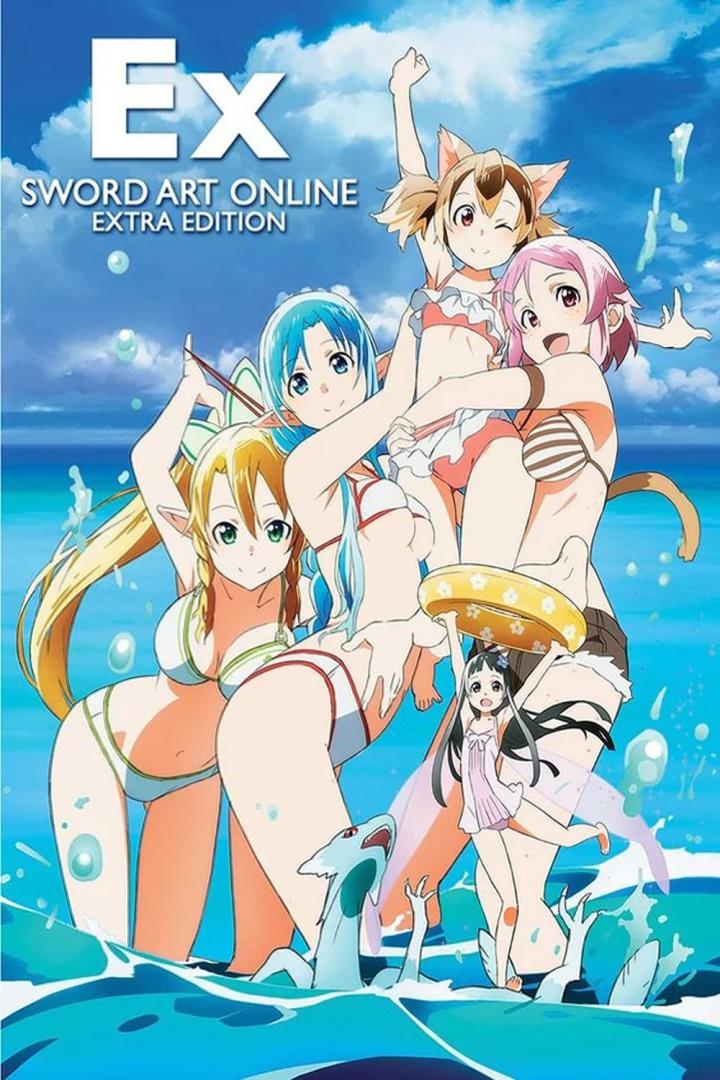 Das Cover von „Sword Art Online: Extra Edition“ zeigt Anime-Charaktere am Strand.