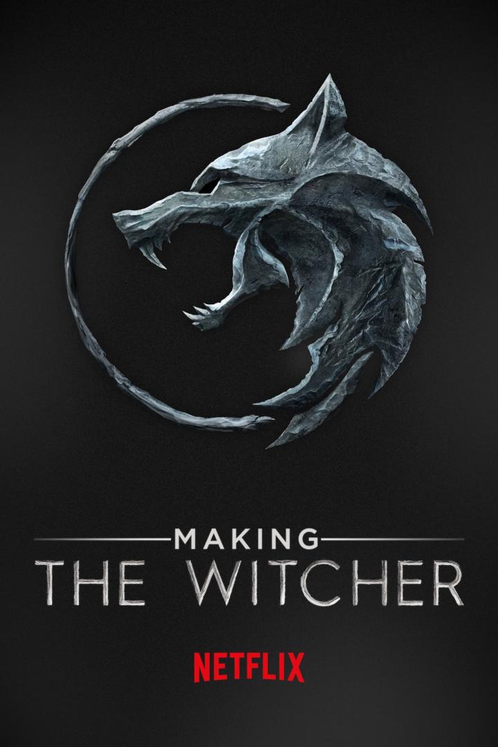 Das Logo von „The Witcher“ und der Titel „Making The Witcher“ auf einem Werbeplakat von Netflix.