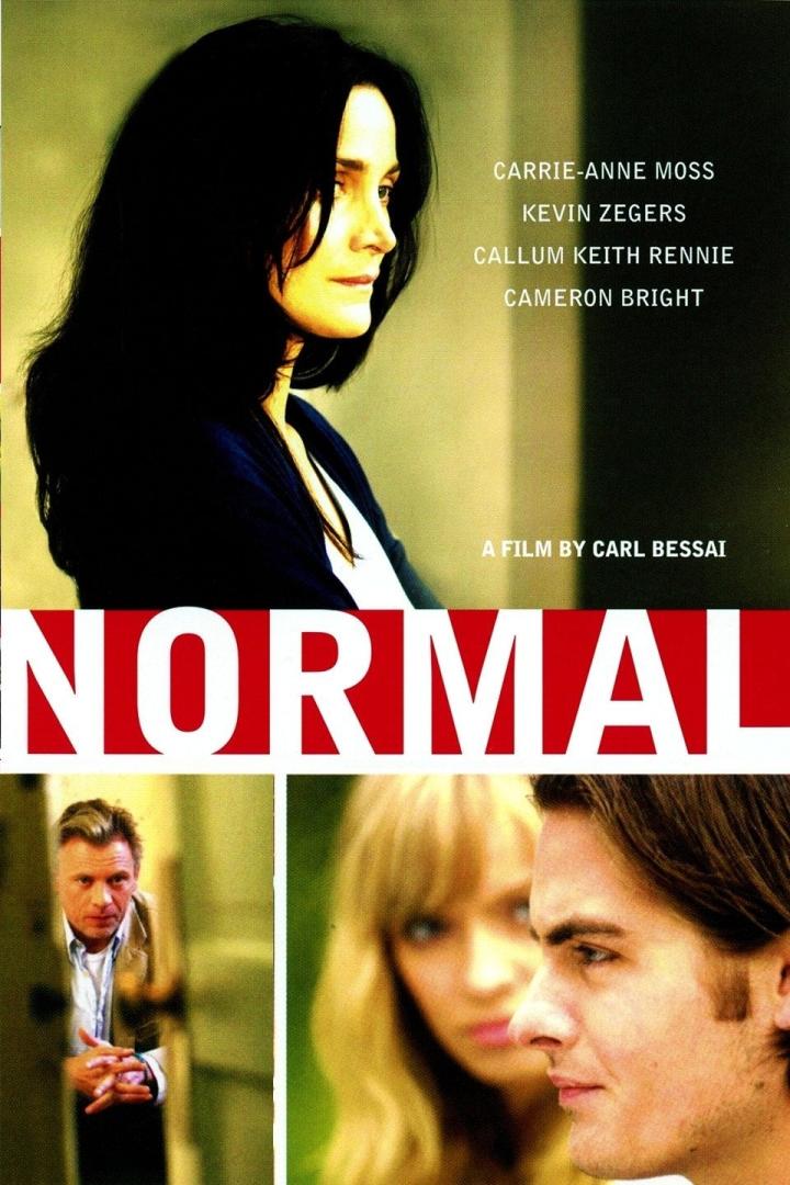 Das Filmplakat für „Normal“ mit Carrie-Anne Moss, Kevin Zegers und Callum Keith Rennie.