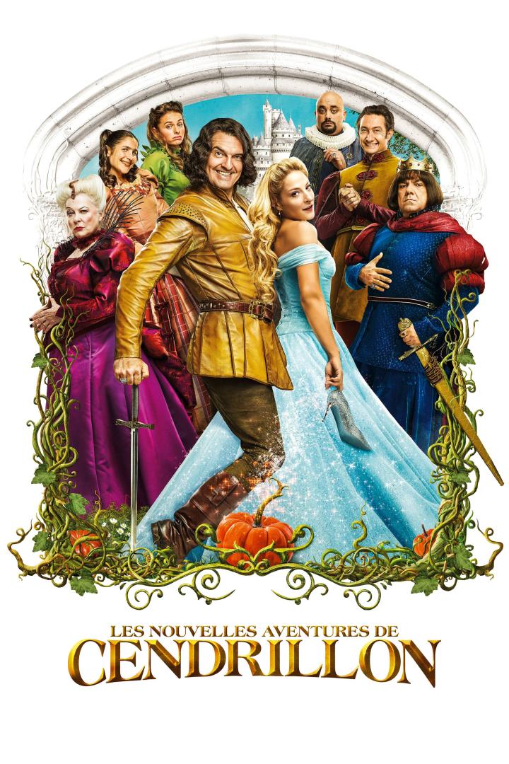 Das Filmplakat zu „Les Nouvelles Aventures de Cendrillon“ zeigt Aschenputtel und den Prinzen inmitten weiterer Charaktere.