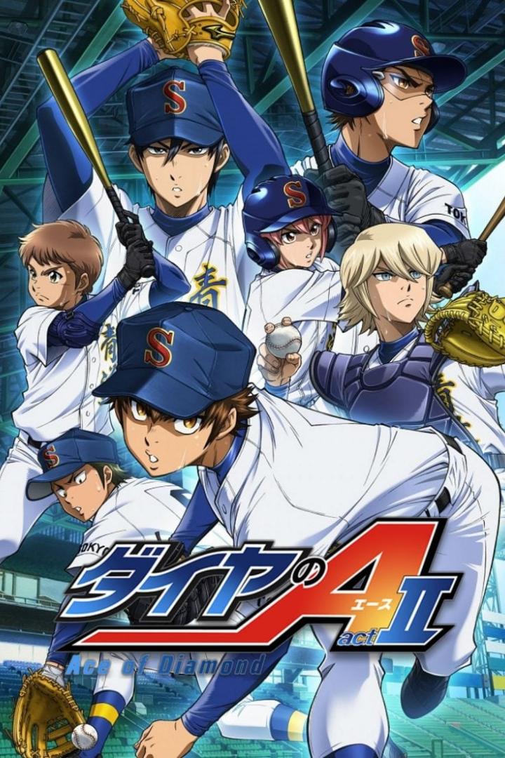 Das Anime-Poster für „Ace of Diamond Act II“ zeigt eine Gruppe von Baseballspielern.