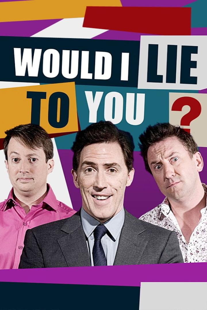 Das Poster der britischen Comedy-Show „Would I Lie to You?“ mit den Comedians David Mitchell, Rob Brydon und Lee Mack.