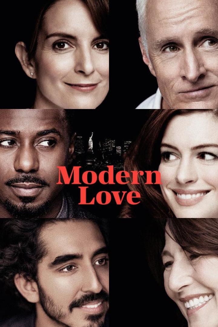 Das Poster zur Serie „Modern Love“ zeigt verschiedene Schauspieler vor einer Skyline von New York.