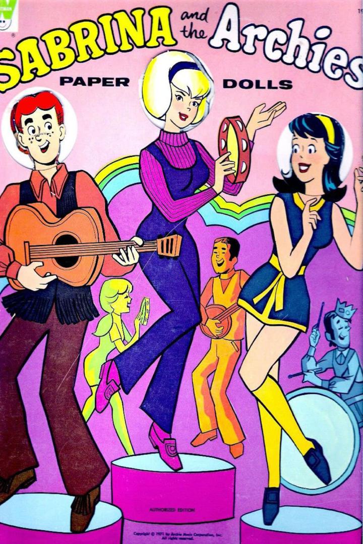 Das Cover eines „Sabrina and the Archies“-Malbuchs mit den Comicfiguren, die Musikinstrumente spielen.