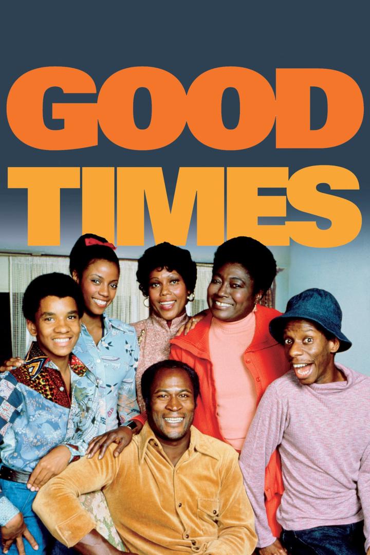 Das Ensemble der Fernsehserie „Good Times“ posiert für ein Gruppenfoto.