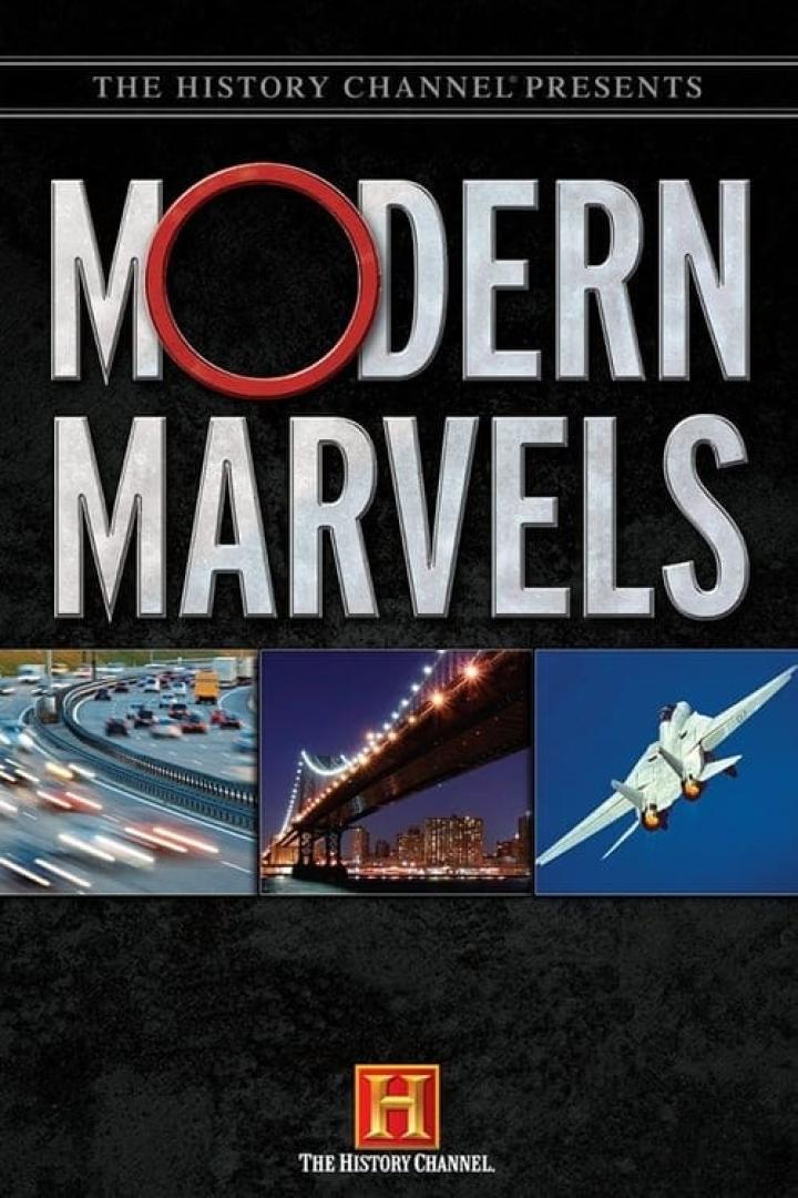 Das Cover der History-Channel-Serie „Modern Marvels“ zeigt Autobahn, Brücke und Flugzeug.