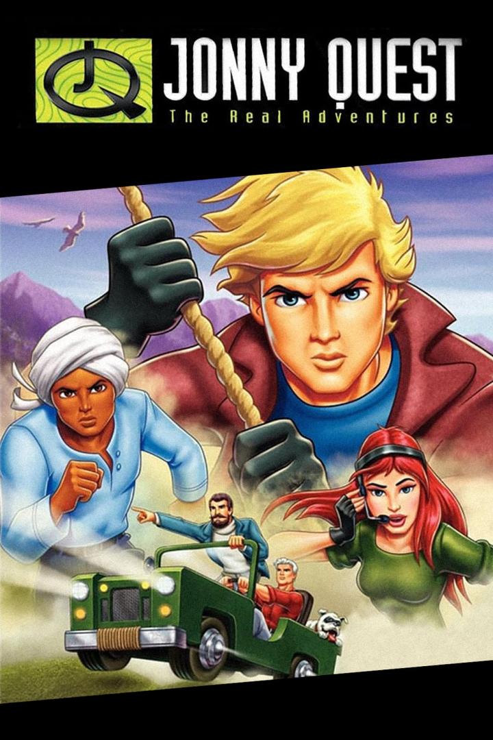 Das Cover der Zeichentrickserie „Jonny Quest – The Real Adventures“ mit den Hauptfiguren.