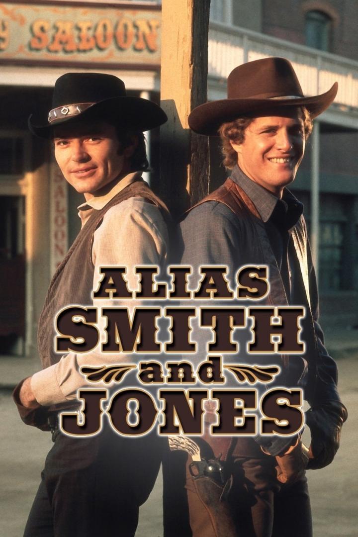 Zwei Männer in Cowboyhüten posieren für ein Werbeplakat der Westernserie „Alias Smith and Jones“.