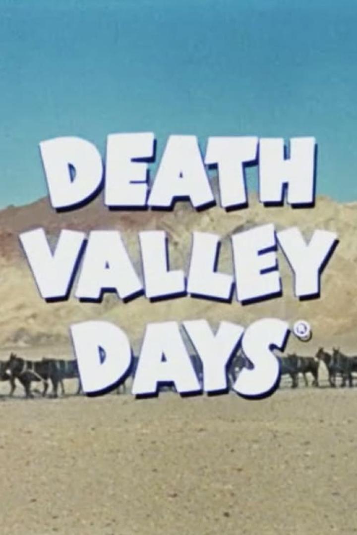 Das Vorspannbild der Fernsehserie „Death Valley Days“ mit einem Planwagen im Hintergrund.