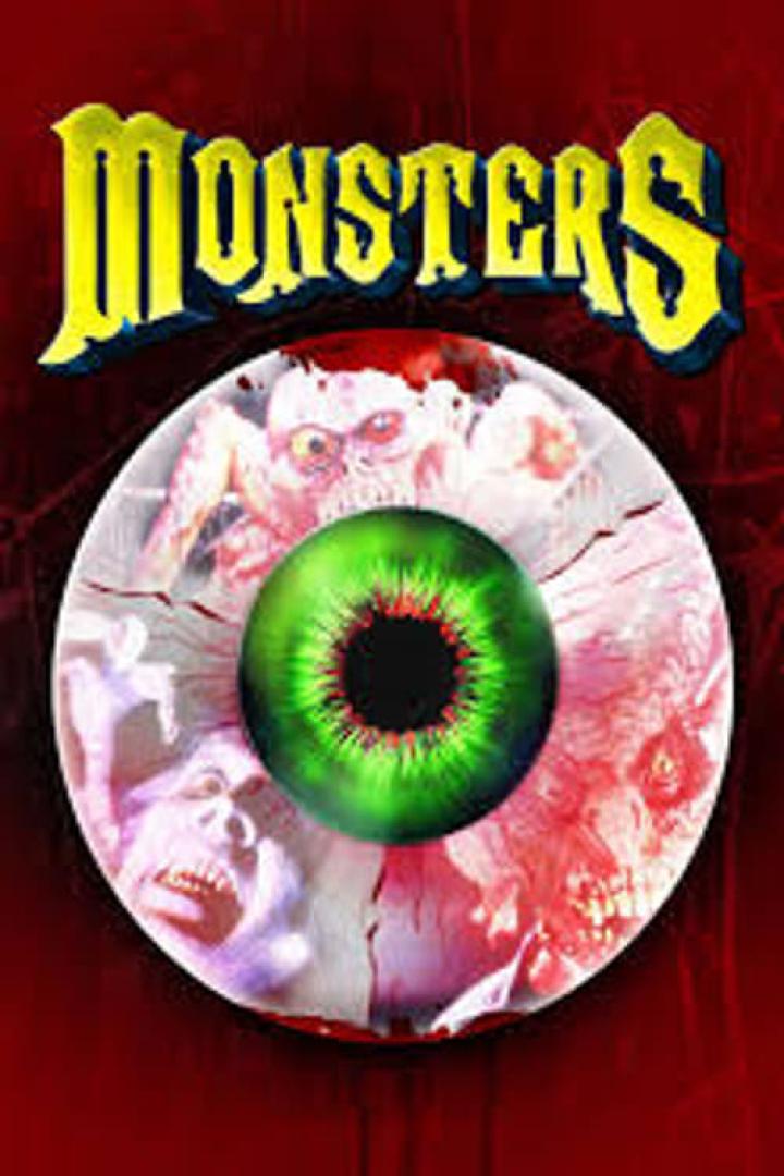 Das Cover der Horror-Anthologie-Serie „Monsters“ zeigt ein grünes Auge und Monster.