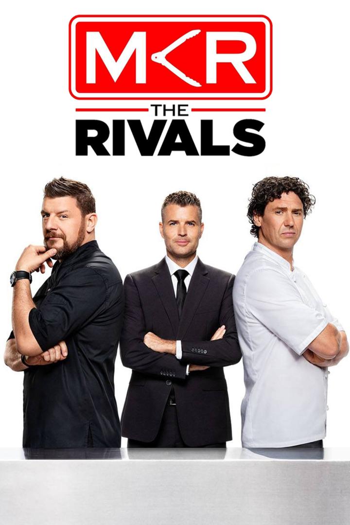 Drei Köche posieren für die Kochsendung „My Kitchen Rules: The Rivals“.