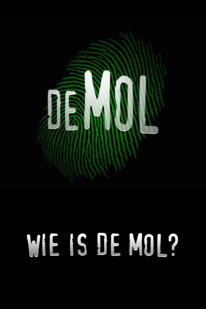 Das Logo der Fernsehsendung „De Mol“ vor einem grünen Fingerabdruck.