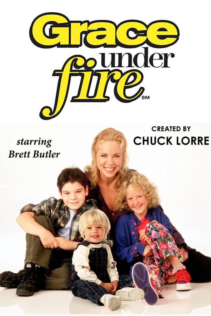 Das Cover der Fernsehserie „Grace Under Fire“ mit Brett Butler und den Kindern.