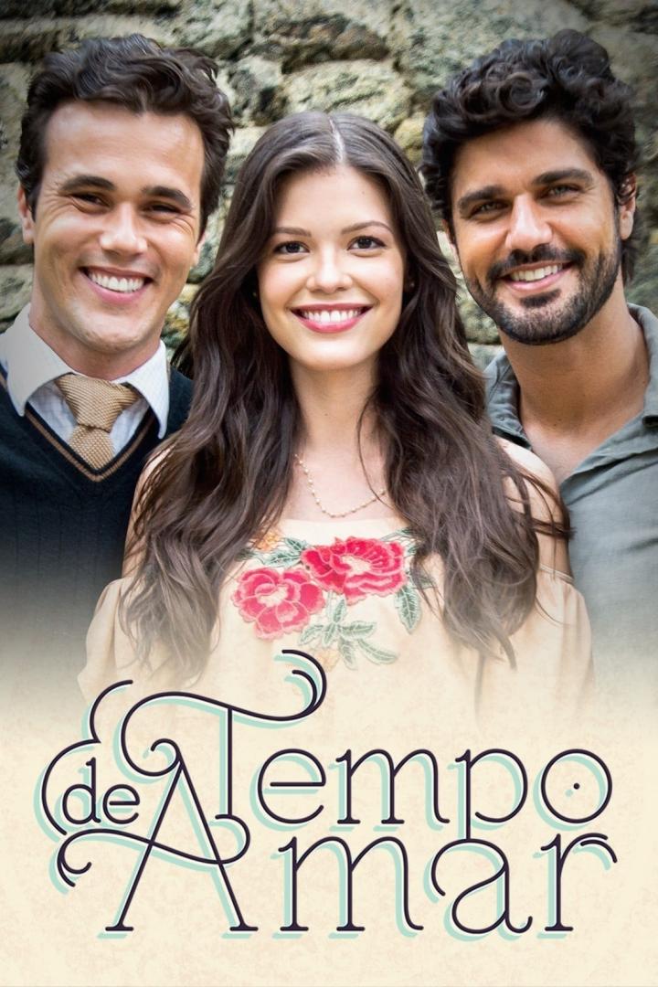 Das Filmplakat für „De Tempo Amar“ zeigt eine Frau zwischen zwei Männern.