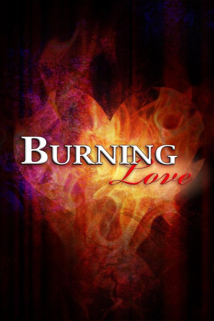 Ein brennendes Herz mit dem Schriftzug „Burning Love“.